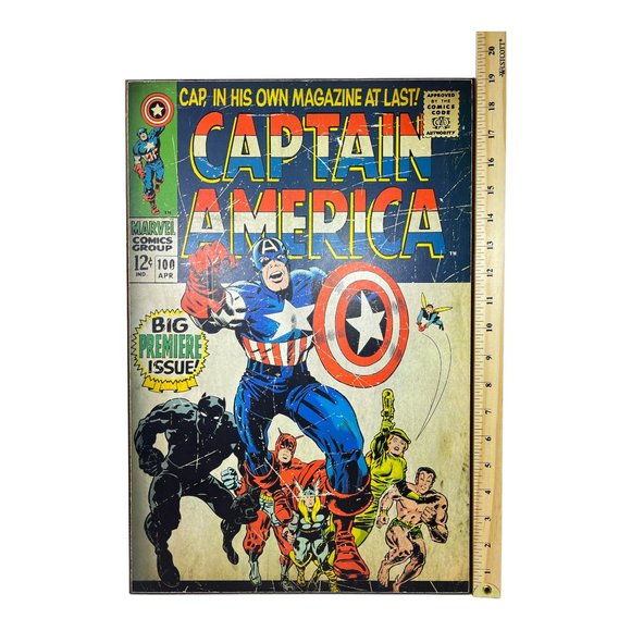 Captain America Wood Poster Laminate by Marvel Comics Size H 19" x W 13" - Picture 3 of 6